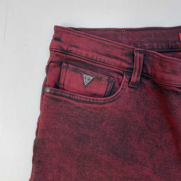 Guess Men's Slim Denim Shorts Destroy Super Stretch Dye Red Comfort Size 40 - Picture 4 of 7
